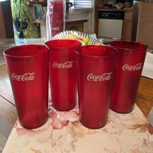 Coca Cola red plastic 32 oz. set of 4 Cups